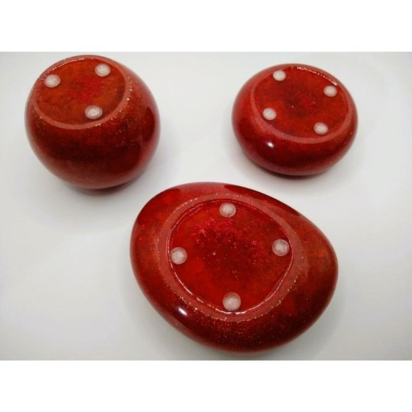Coasters and Tea Light Candle Holders 5 Piece Set Red Glitter Handmade NEW - Picture 10 of 10